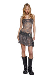 Dusty Halo Lace Mini Dress - Brown