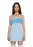 Flirty N' Thriving Marabou Dress - Light Blue