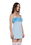 Flirty N' Thriving Marabou Dress - Light Blue