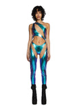 Indigo Prism Moonwalk Cut-Out Catsuit