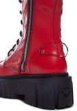 Devil Games Mismatched Combat Boots - Red