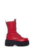 Devil Games Mismatched Combat Boots - Red