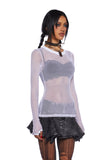 See Thru Me Fishnet Top - White