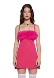 Flirty N' Thriving Marabou Dress - Dark Pink