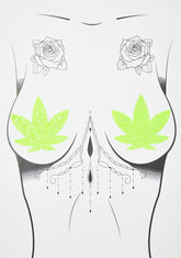 Lime Sparkle Leaf UV Reactive Pasties