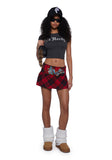Dragon Plaid Flare Miniskirt