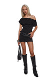 Milan At Midnight Backless Belted Mini Dress