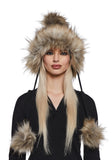Bubble Pop Faux Fur Hat With Pom Poms - Black
