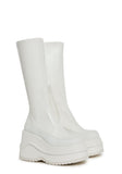 New Fans Wedge Stretch Boots - White