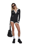 Preppy Femme Collared Romper
