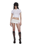 Born To Ride Pleated Ultra Mini Skirt - White