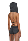 Downbeat Hooded Romper - Black