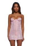 Captivating Gazes Slip Dress - Pink Lace