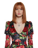 Chic Manners Velvet Romper - Black/Red
