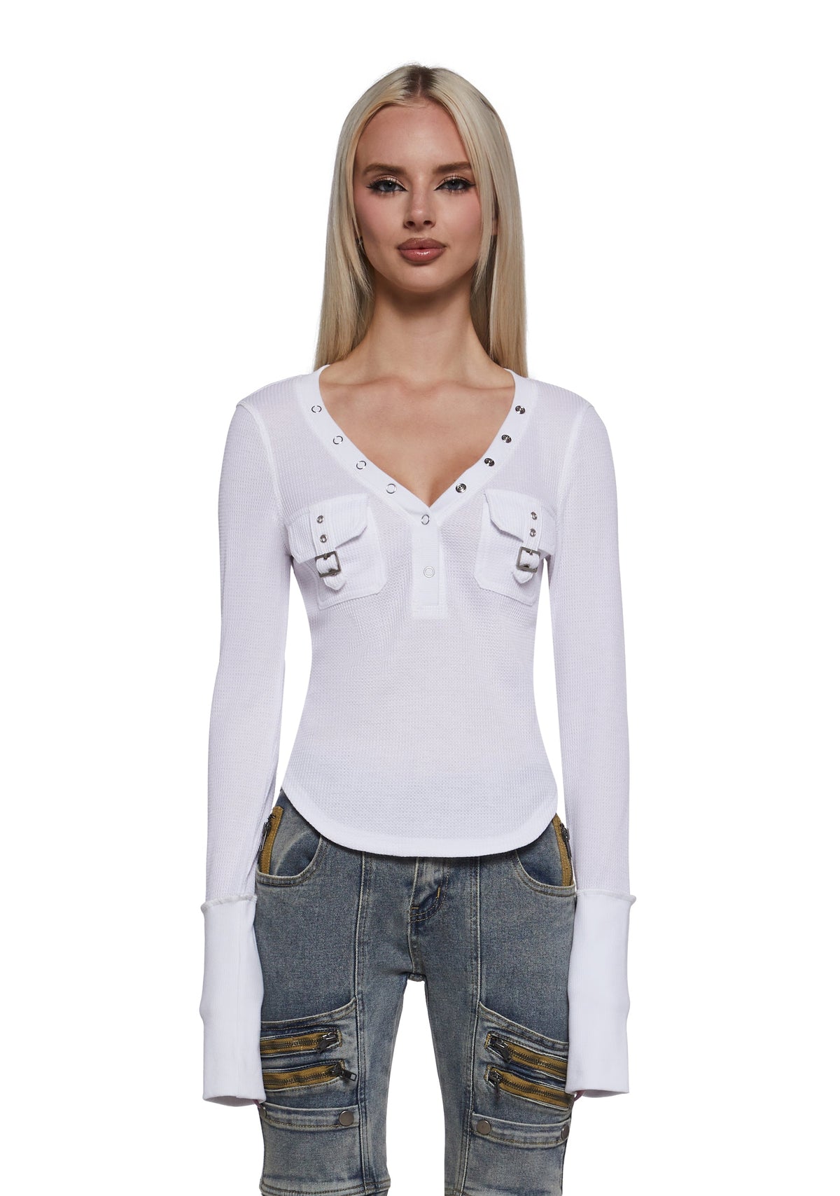 Brianna Long Sleeve Top - White