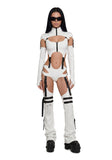 Digital Lands Bodysuit And Leg Warmers Set - White