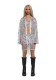 Fluorescent Eden Sequin Duster - White