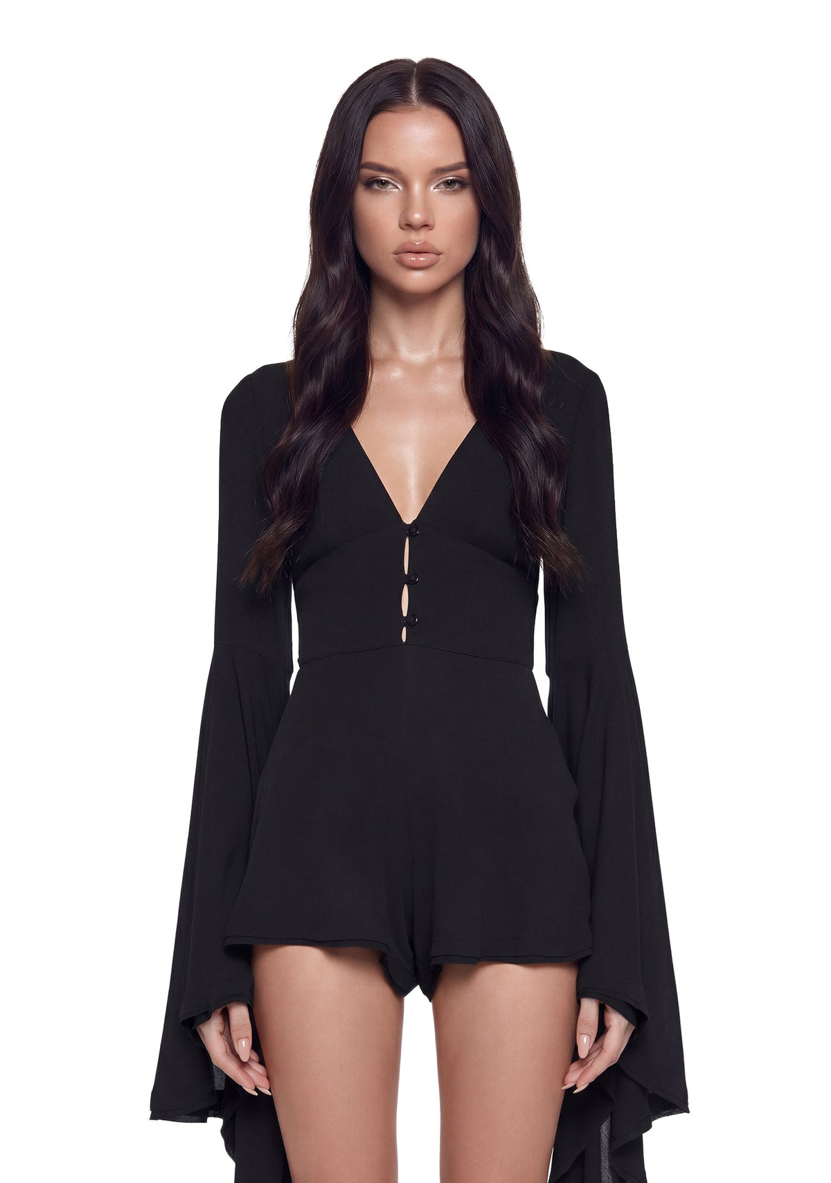 Soulful Bliss Long Sleeve Romper - Black