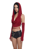 Woman in Red Hooded Top