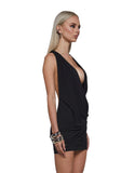 Shredded Drape Mini Dress