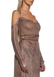 Downbeat Hooded Maxi Dress - Brown