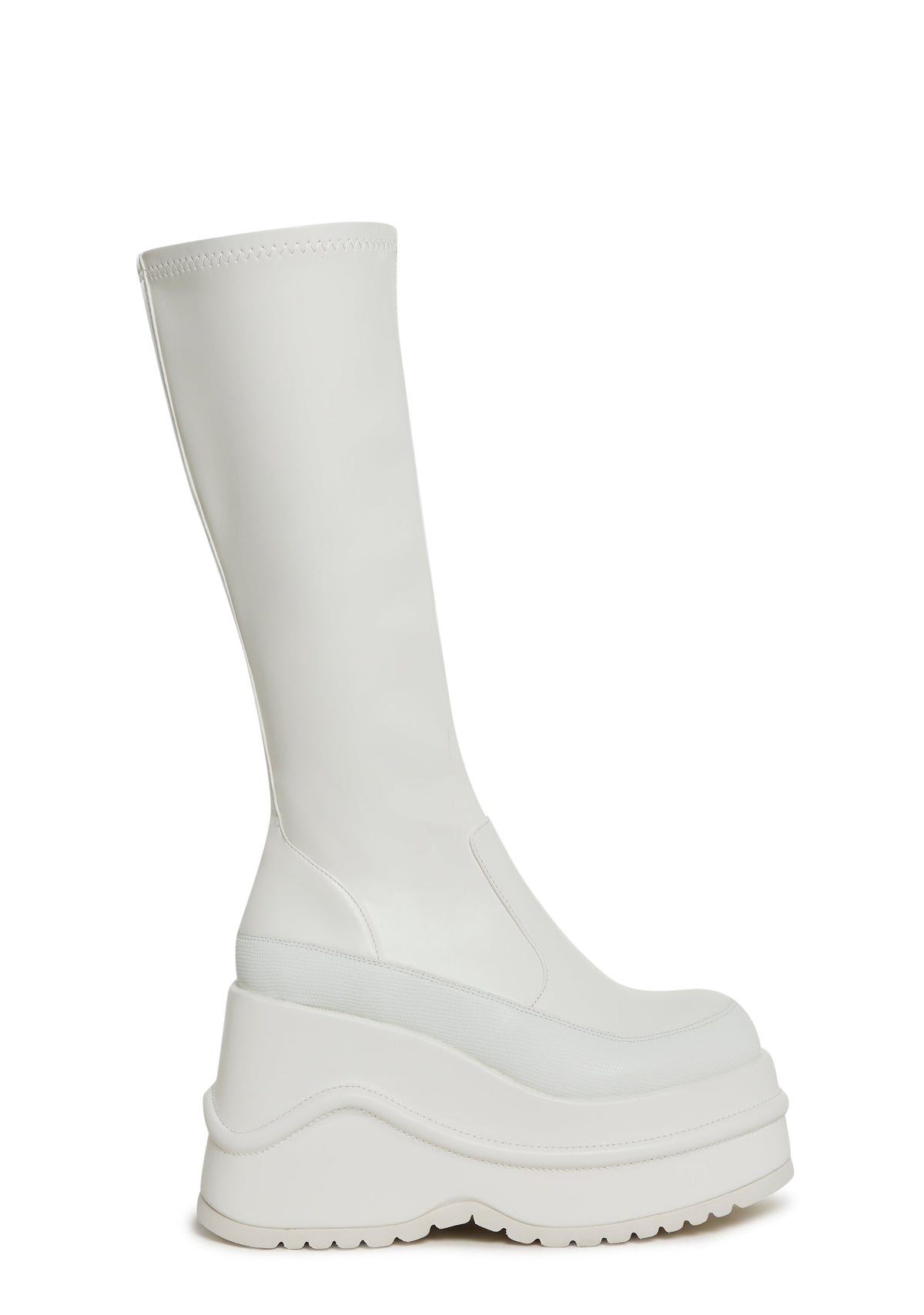 New Fans Wedge Stretch Boots - White