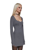 Hearts Linked Henley Dress - Gray