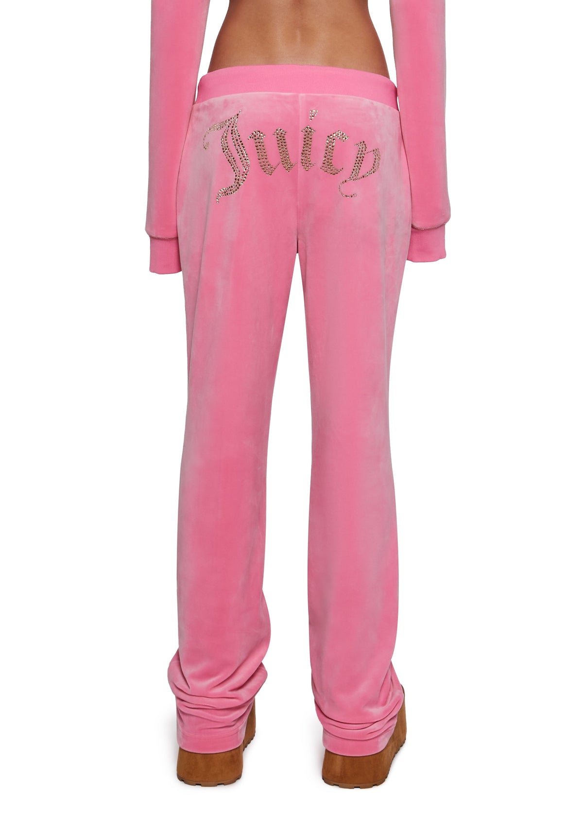 OG Big Bling Velour Track Pants - Pink