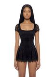 Elaine Lace Babydoll Romper - Black