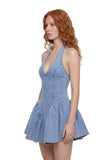 Divine Feminine Peplum Dress - Denim