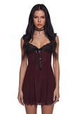 Double Date Mini Dress - Dark Red
