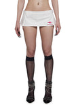 Born To Ride Pleated Ultra Mini Skirt - White
