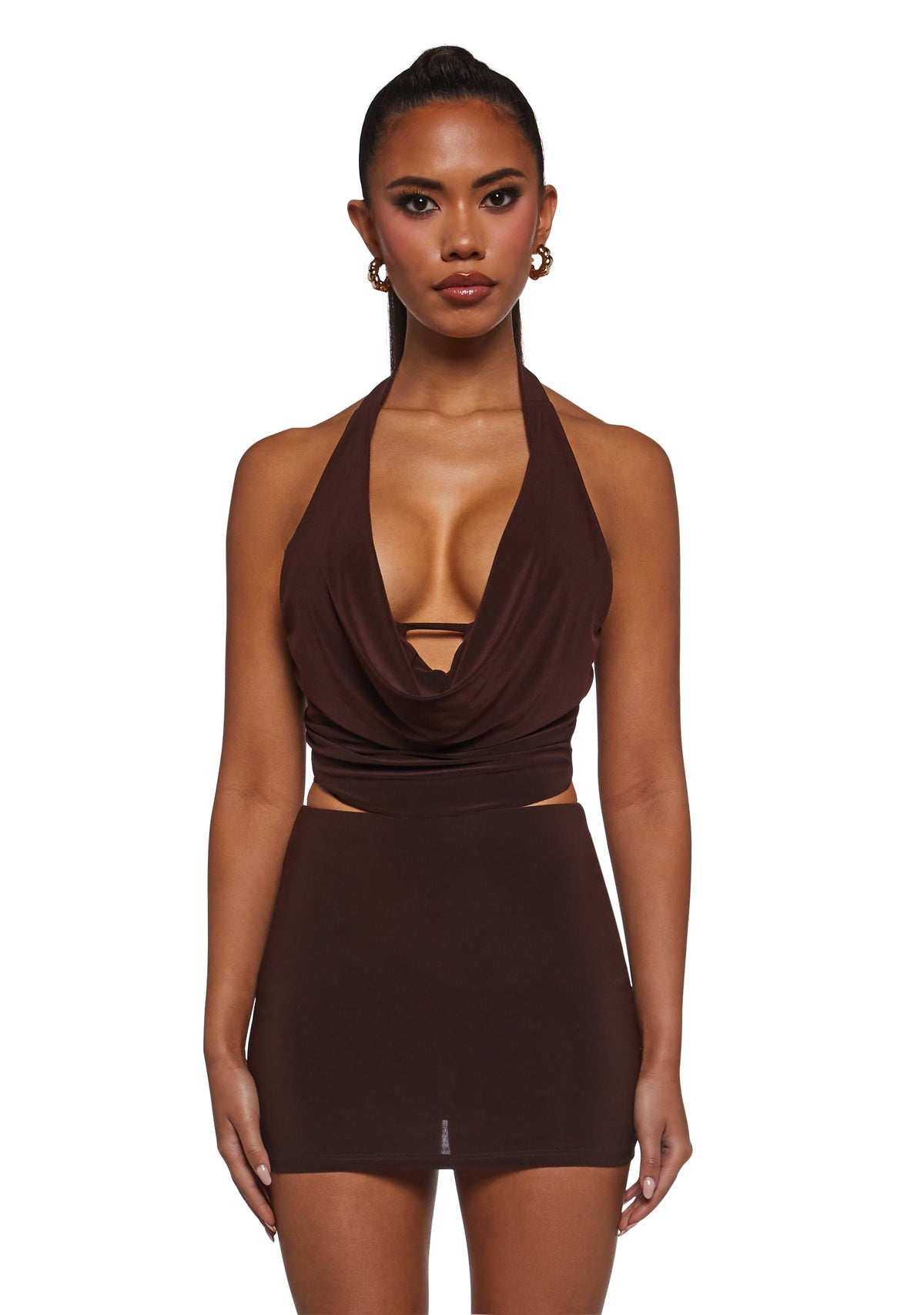 Chart Topper Skirt Set - Brown