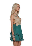 Butterfly Frill Mini Dress - Green