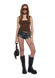 Dress Code Violation Crop Top - Brown