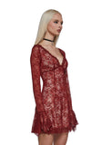 Mary Jane Lace Dress - Red