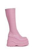 New Fans Wedge Stretch Boots - Pink