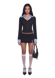 Eleanor Collared Long Sleeve Top - Striped