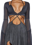Echo Asymmetrical Mesh Wrap Dress - Dark Gray