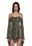F is For Fairies Handkerchief Dress - Green Velvet Lace