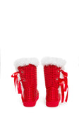 Snowflake Cadet Rhinestone Booties - Red