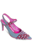 Fame Lane Pointed Toe Heels - Denim