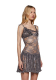 Dusty Halo Lace Mini Dress - Brown