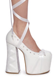 Sweet Sonata Ballet Wrap Heels - Off White