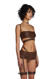Echo Strappy 3-Piece Lingerie Set - Brown