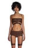 Echo Strappy 3-Piece Lingerie Set - Brown