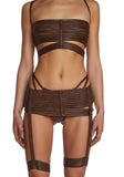 Echo Strappy 3-Piece Lingerie Set - Brown