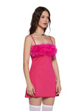 Flirty N' Thriving Marabou Dress - Dark Pink